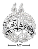 Silver Charms & Pendants Sterling Silver Break Apart Round "Lil' Sis Big Sis" Charm JadeMoghul Inc.