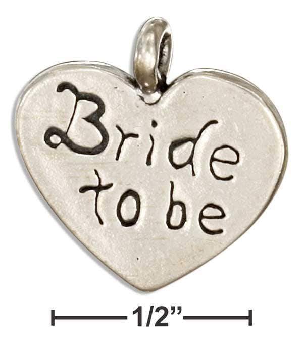 Silver Charms & Pendants Sterling Silver "Bride To Be" Heart Message Pendant JadeMoghul Inc.