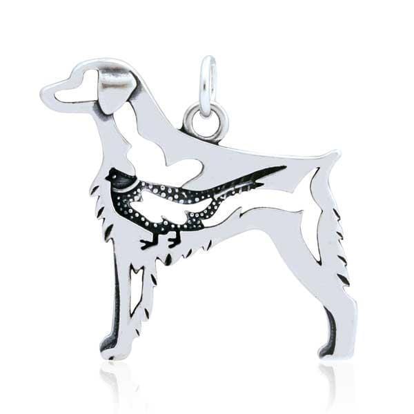 Silver Charms & Pendants Sterling Silver Brittany Spaniel Pendant With Pheasant JadeMoghul