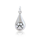 Silver Charms & Pendants Sterling Silver Canine Ripples Teardrop With Dog Paw Print Charm JadeMoghul