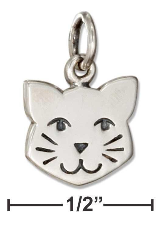 Silver Charms & Pendants Sterling Silver Cat Face Charm JadeMoghul