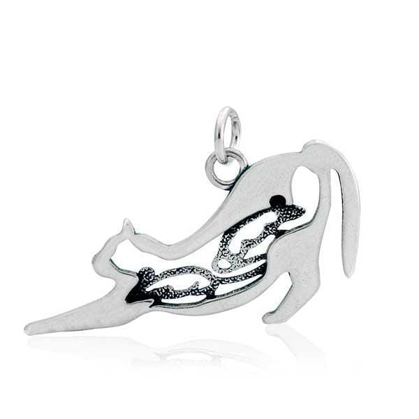 Silver Charms & Pendants Sterling Silver Cat Pendant, Body With Mice JadeMoghul Inc.