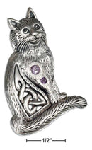 Silver Charms & Pendants Sterling Silver Celtic Cat Pendant With Two Round Amethyst Stones JadeMoghul Inc.