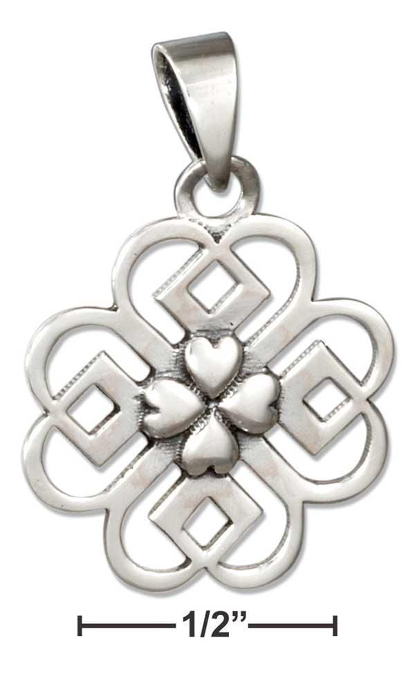 Silver Charms & Pendants Sterling Silver Celtic Knot Shamrock Pendant With Shamrock Center JadeMoghul