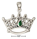 Silver Charms & Pendants Sterling Silver Celtic Triquetra Trinity Knot Crown Pendant With Green Glass JadeMoghul