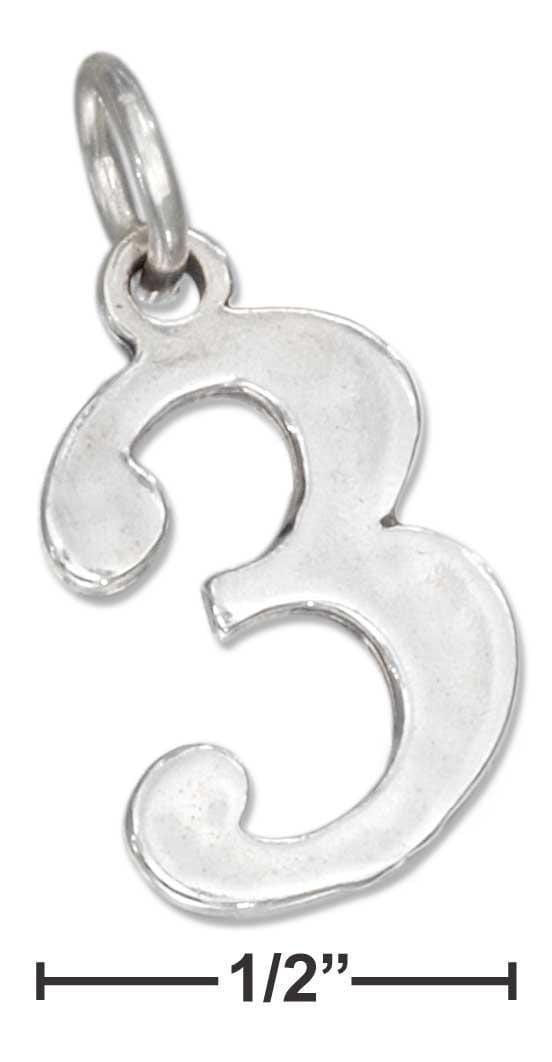 Silver Charms & Pendants Sterling Silver Charm:  "3" Number Charm JadeMoghul
