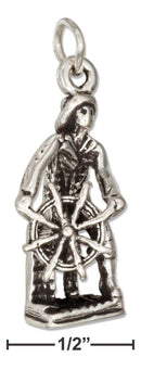 Silver Charms & Pendants Sterling Silver Charm:  3D Sea Captain At Wheel Charm JadeMoghul Inc.