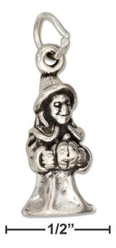 Silver Charms & Pendants Sterling Silver Charm:  3D Witch Charm Holding Pumpkin JadeMoghul Inc.