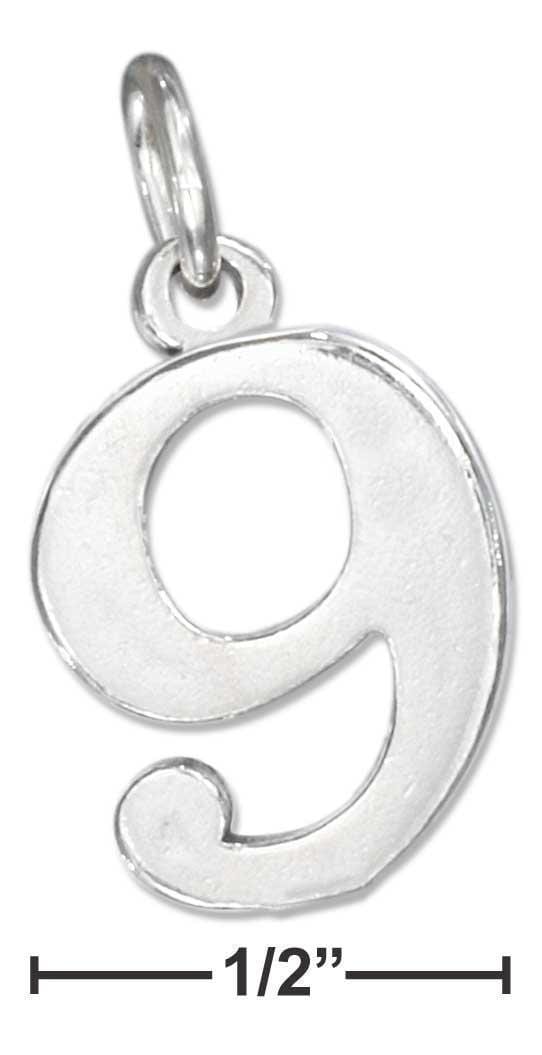 Silver Charms & Pendants Sterling Silver Charm:  "9" Number Charm JadeMoghul