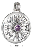 Silver Charms & Pendants Sterling Silver Charm:  Amethyst Compass Rose Pendant JadeMoghul