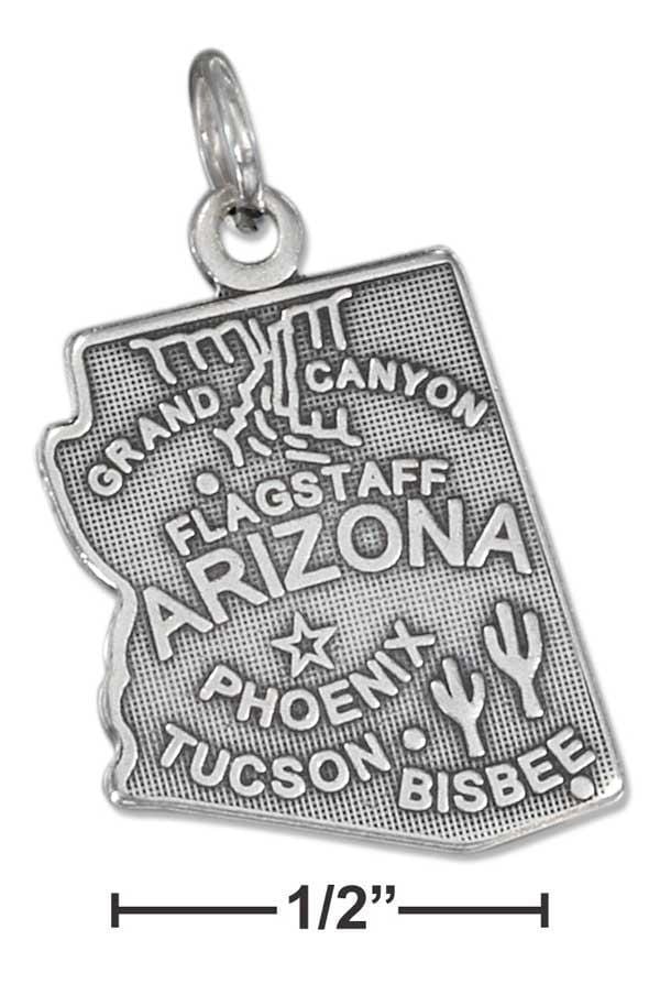 Silver Charms & Pendants Sterling Silver Charm:  Antiqued Arizona State Charm JadeMoghul