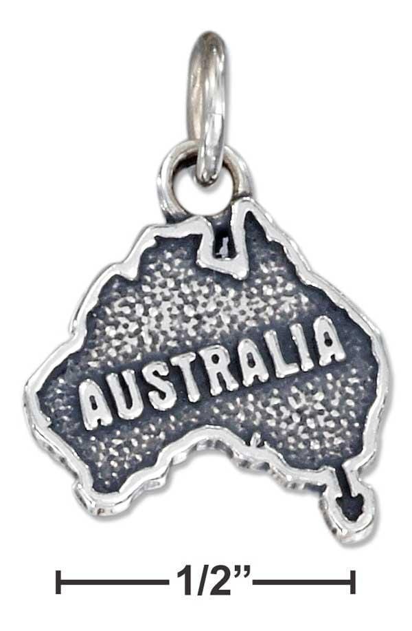 Silver Charms & Pendants Sterling Silver Charm:  Antiqued "australia" Map Charm JadeMoghul