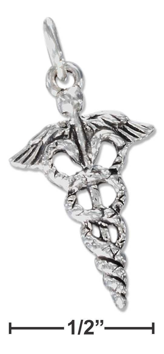 Silver Charms & Pendants Sterling Silver Charm:  Antiqued Caduceus Charm JadeMoghul
