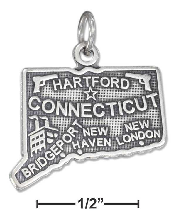 Silver Charms & Pendants Sterling Silver Charm:  Antiqued Connecticut State Charm JadeMoghul