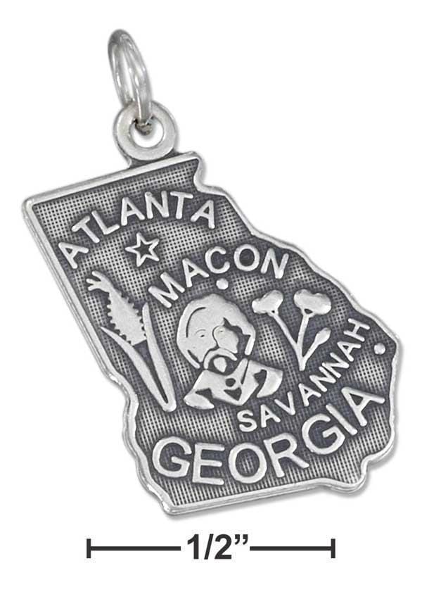 Silver Charms & Pendants Sterling Silver Charm:  Antiqued Georgia State Charm JadeMoghul