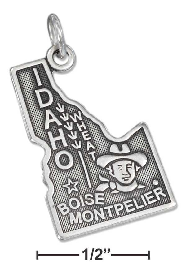 Silver Charms & Pendants Sterling Silver Charm:  Antiqued Idaho State Charm JadeMoghul