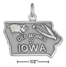 Silver Charms & Pendants Sterling Silver Charm:  Antiqued Iowa State Charm JadeMoghul