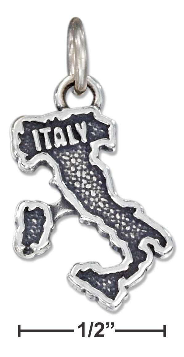 Silver Charms & Pendants Sterling Silver Charm:  Antiqued "italy" Map Charm JadeMoghul