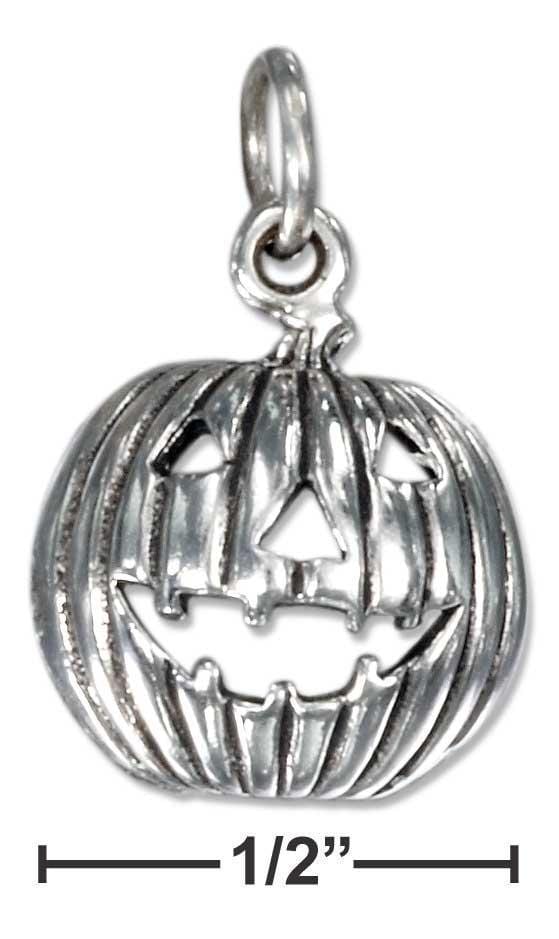Silver Charms & Pendants Sterling Silver Charm:  Antiqued Jack-o-lantern Charm JadeMoghul
