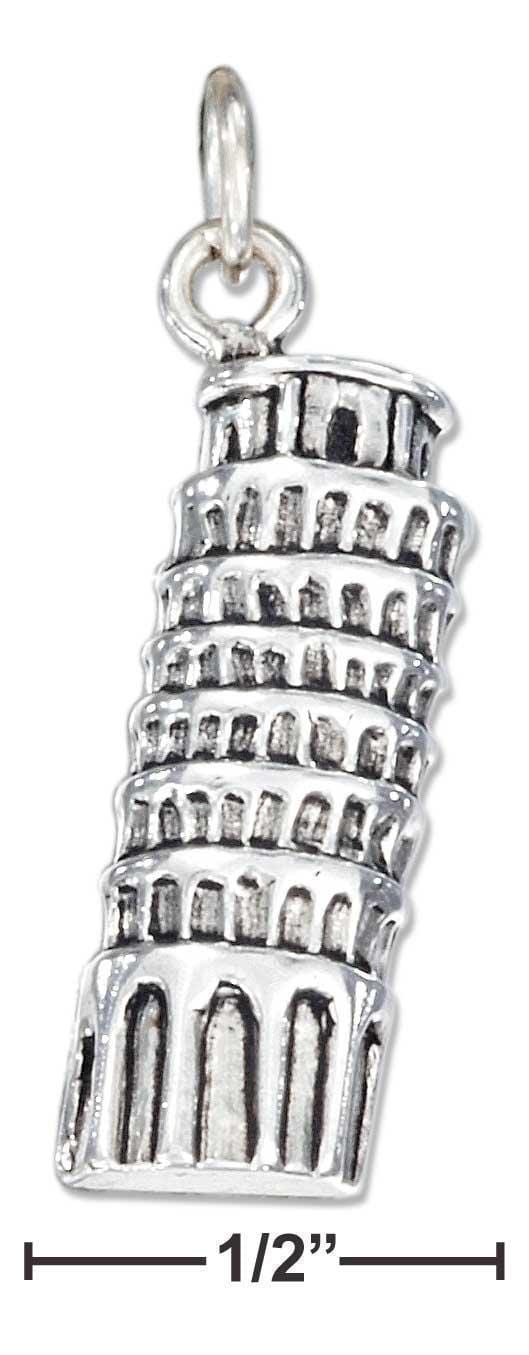 Silver Charms & Pendants Sterling Silver Charm: Antiqued Leaning Tower Of Pisa Charm JadeMoghul