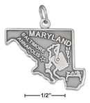 Silver Charms & Pendants Sterling Silver Charm:  Antiqued Maryland State Charm JadeMoghul