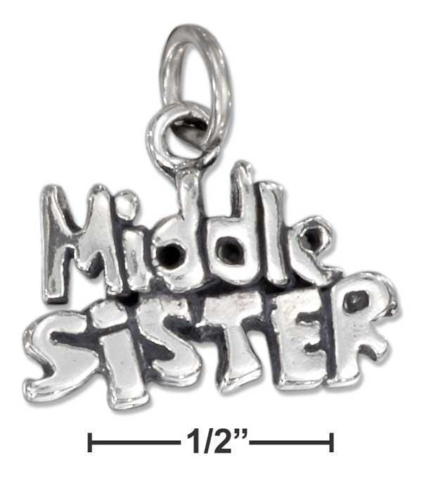 Silver Charms & Pendants Sterling Silver Charm:  Antiqued "middle Sister" Charm JadeMoghul