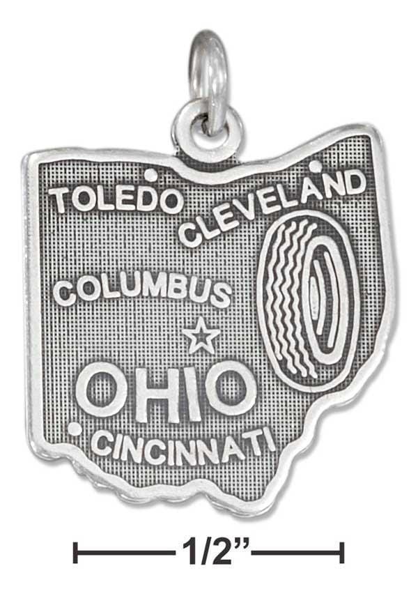 Silver Charms & Pendants Sterling Silver Charm:  Antiqued Ohio State Charm JadeMoghul