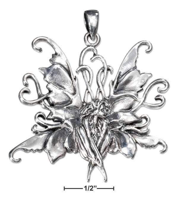 Silver Charms & Pendants Sterling Silver Charm:  Antiqued Sitting Fairy Pendant JadeMoghul