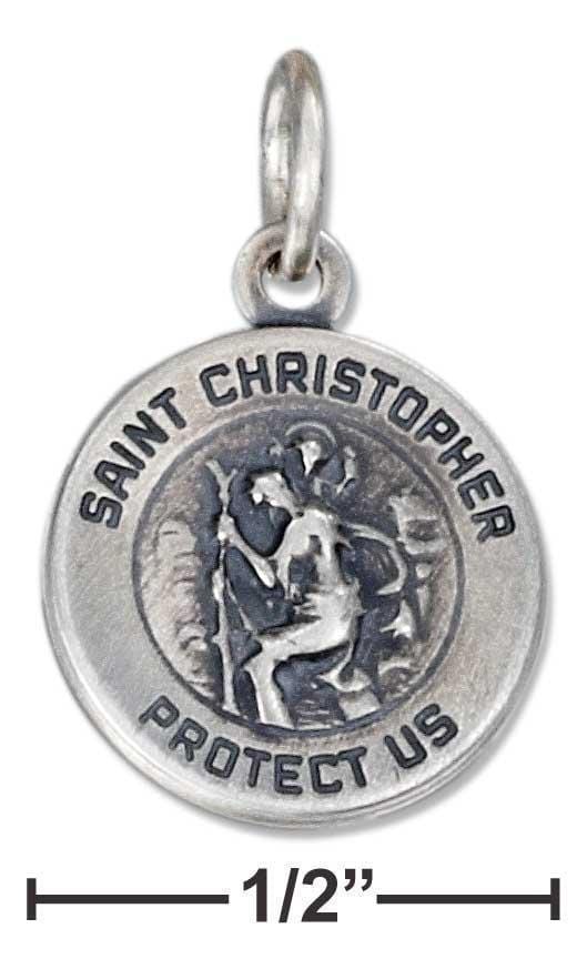 Silver Charms & Pendants Sterling Silver Charm:  Antiqued St Christopher Medal Charm JadeMoghul