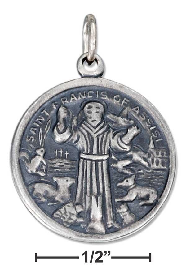 Silver Charms & Pendants Sterling Silver Charm:  Antiqued St Francis Of Assisi Medal Charm JadeMoghul