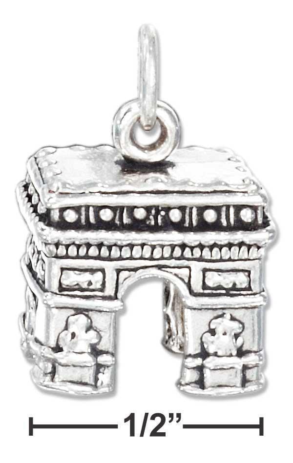 Silver Charms & Pendants Sterling Silver Charm:  Antiqued Three Dimensional Arc De Triomphe Charm JadeMoghul