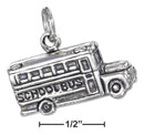 Silver Charms & Pendants Sterling Silver Charm:  Antiqued Three Dimensional School Bus Charm JadeMoghul