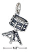 Silver Charms & Pendants Sterling Silver Charm:  Antiqued Three Dimensional Single Drum Charm JadeMoghul