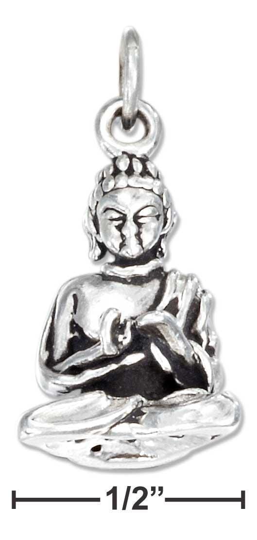 Silver Charms & Pendants Sterling Silver Charm:  Antiqued Three Dimensional Young Lotus Buddha Charm JadeMoghul