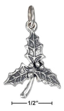 Silver Charms & Pendants Sterling Silver Charm:  Antiqued Triple Holly Leaf With Berries Charm JadeMoghul