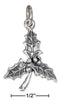 Silver Charms & Pendants Sterling Silver Charm:  Antiqued Triple Holly Leaf With Berries Charm JadeMoghul