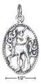 Silver Charms & Pendants Sterling Silver Charm:  Antiqued Unicorn Charm In Oval JadeMoghul