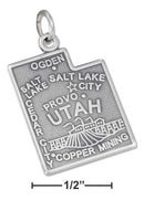 Silver Charms & Pendants Sterling Silver Charm:  Antiqued Utah State Charm JadeMoghul