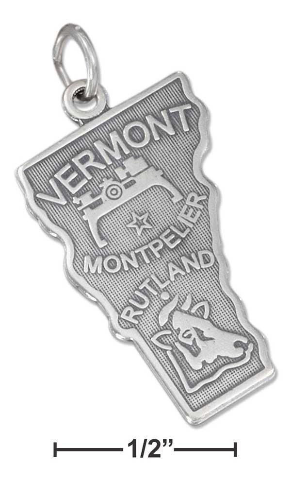 Silver Charms & Pendants Sterling Silver Charm:  Antiqued Vermont State Charm JadeMoghul