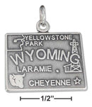 Silver Charms & Pendants Sterling Silver Charm:  Antiqued Wyoming State Charm JadeMoghul