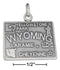 Silver Charms & Pendants Sterling Silver Charm:  Antiqued Wyoming State Charm JadeMoghul