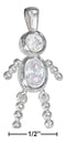 Silver Charms & Pendants Sterling Silver Charm:  April Clear Cubic Zirconia Birthstone Boy Pendant JadeMoghul