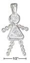 Silver Charms & Pendants Sterling Silver Charm:  April Clear Cubic Zirconia Birthstone Girl Pendant JadeMoghul