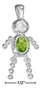 Silver Charms & Pendants Sterling Silver Charm:  August Light Green Cubic Zirconia Birthstone Boy Pendant JadeMoghul