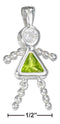 Silver Charms & Pendants Sterling Silver Charm:  August Light Green Cubic Zirconia Birthstone Girl Pendant JadeMoghul