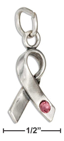 Silver Charms & Pendants Sterling Silver Charm: Awareness Ribbon Charm With Pink Swarovski Crystal JadeMoghul