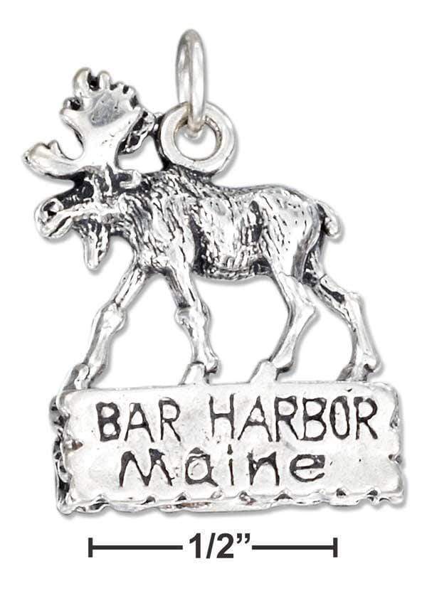 Silver Charms & Pendants Sterling Silver Charm:  "bar Harbor Maine" Sign With Moose Charm JadeMoghul