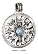 Silver Charms & Pendants Sterling Silver Charm:  Blue Topaz Compass Rose Pendant JadeMoghul