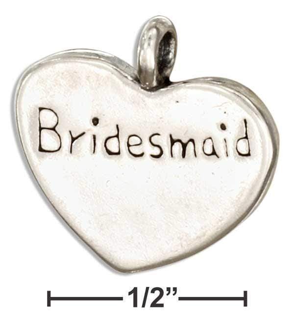 Silver Charms & Pendants Sterling Silver Charm:  "Bridesmaid" Heart Message Pendant JadeMoghul Inc.