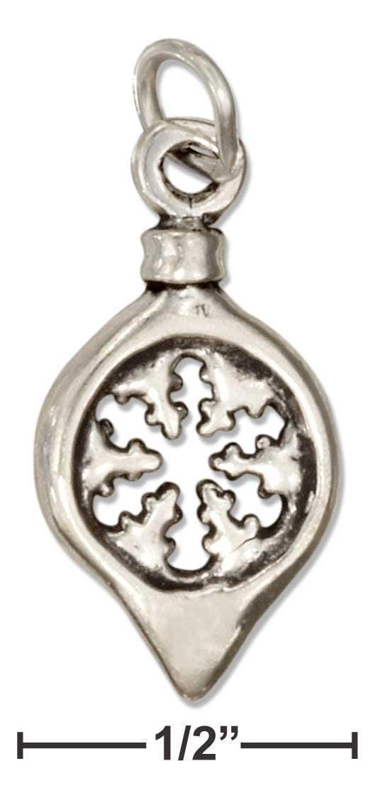 Silver Charms & Pendants Sterling Silver Charm:  Christmas Tree Ornament Charm With Snowflake JadeMoghul Inc.